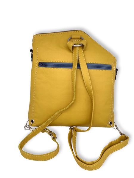 GRASS medium triangular bag / rucksack (yellow/blue/navy)