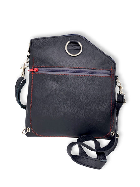 GRASS medium triangular bag / rucksack (black/red/pink)