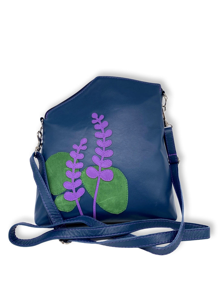 GRASS medium triangular bag / rucksack (blue / green / purple)
