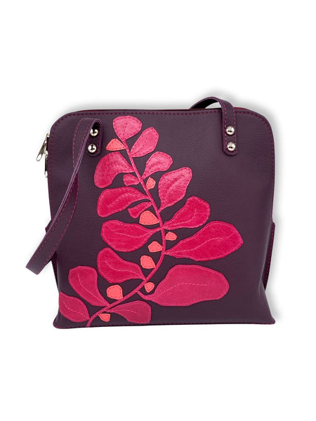 FIG LEAVES medium shoulder bag (grape/pink & coral)