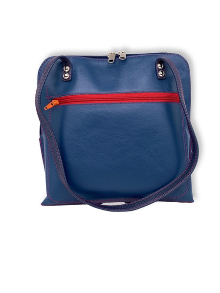 FIG LEAVES medium shoulder bag (petrol blue/reds )