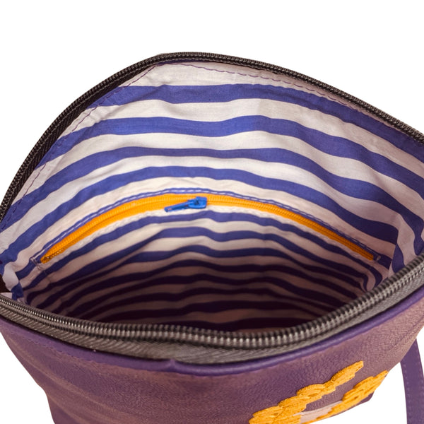GRASS medium triangular bag / rucksack (purple/yellow)