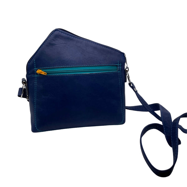 GRASS small triangular bag (blue, teal & yellow)