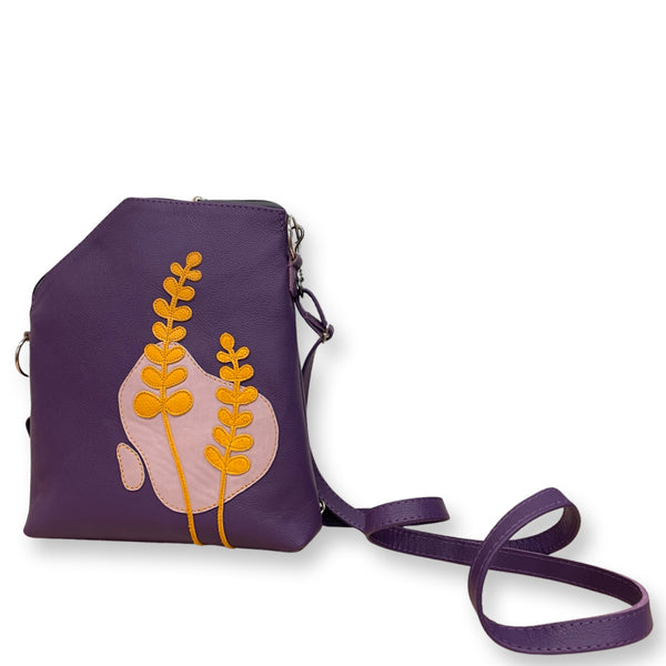 GRASS medium triangular bag / rucksack (purple/yellow)