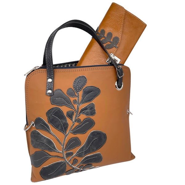 FIG LEAVES medium bag (tan & grey)